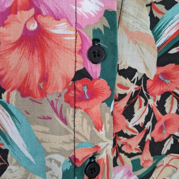 Vintage Casey & Max Tropical Floral Hawaiian Button Up - Med - Pink Hibiscus - Picture 7 of 10